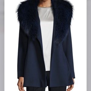 Linda Richards Wool Coat with Mink Fur Trim